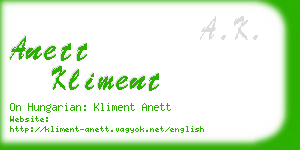 anett kliment business card